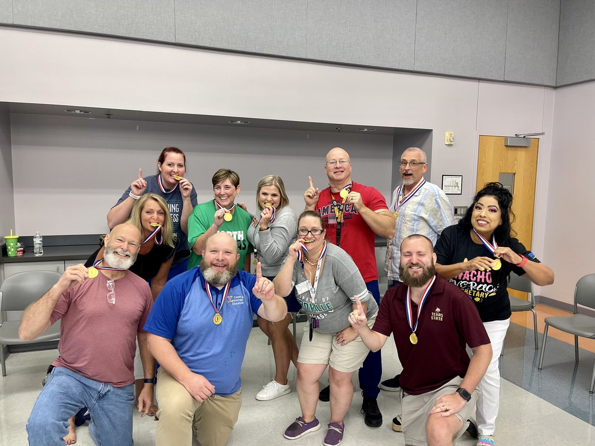 BISDBCTAL's tweet photo. The winners of the BCTAL Olympics are: Gold- Family Affair, Silver- Bad to the Bone, Bronze-Champions. Lots of fun for all! @BirdvilleISD https://t.co/hFrh0o69OK