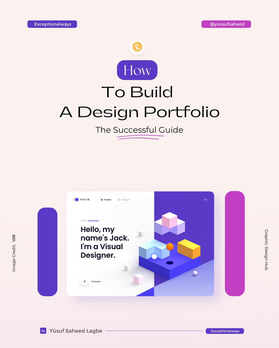 Hi guys. If you want to thrive in the design industry, you must learn how to move some steps ahead of other designers. In this thread, I share with you how to build a design portfolio. A thread Kindly retweet. #canva #exceptionalways #uiux #free #resources #graphicdesigner