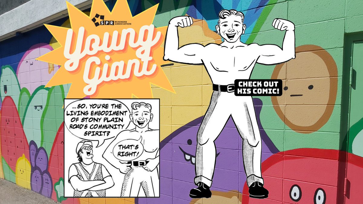 StonyPlainRoad's tweet photo. Check out episode two of The Adventures of THE YOUNG GIANT!
Once the mascot of the former Town of Jasper Place, this larger-than-life character from the 1950's returns to Stony Plain Road in the 21st century as a piece of living history!
https://t.co/wUVb0Iicxh
#sprba https://t.co/k7yMiDpeSM