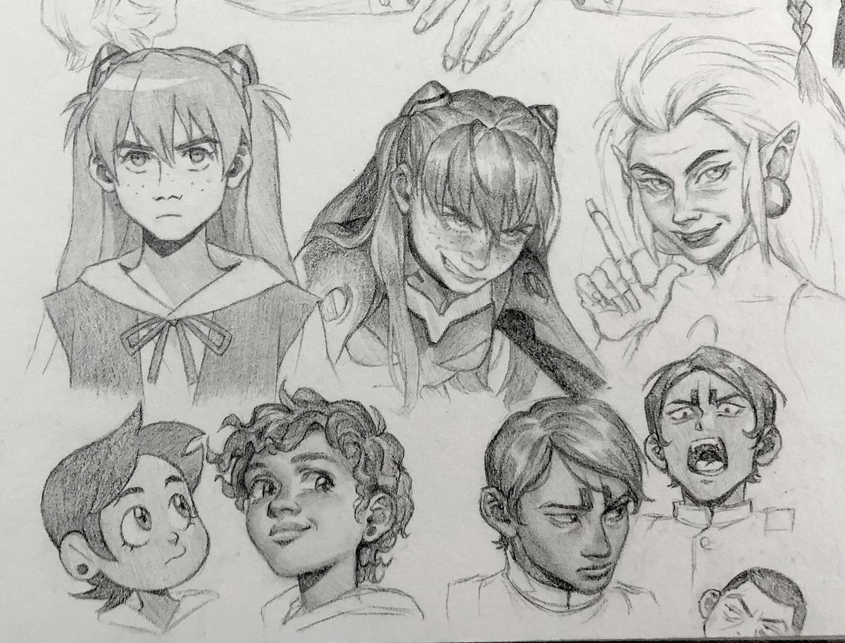 remembered this sketchbook page from april, i still like a few of the drawings so i will share _(:3 」∠)_ 
