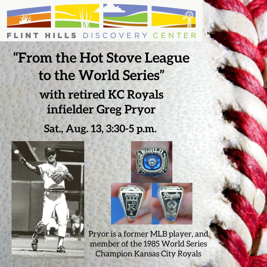 Greg Pryor, former MLB infielder, &amp; member of the 1985 World Series Champion <a href="/Royals/">Kansas City Royals</a> will give the talk, “From the Hot Stove League to the World Series”. He will speak followed by a public Q&amp;A. RSVP to the event, fb.me/e/2GTf21b4M or visit bit.ly/3SsdcNr for info.