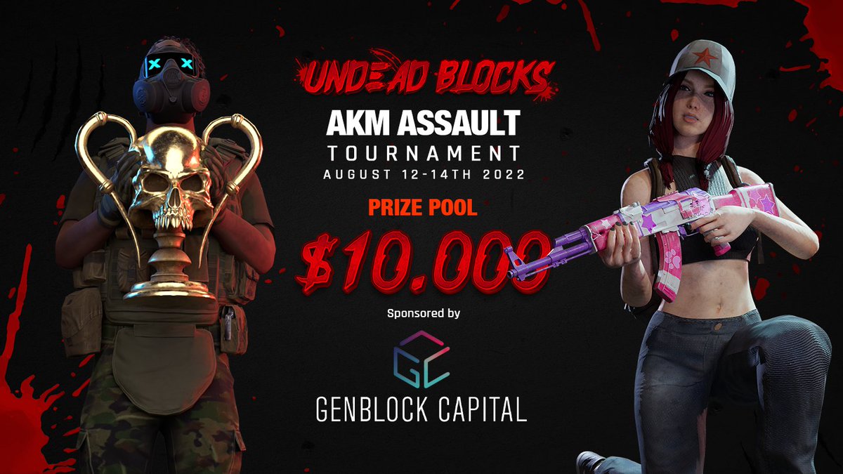 UndeadBlocks's tweet image. $10K FREE TO PLAY TO PUBLIC &amp;amp; EARN TOURNAMENT 🏆

August 12 - 14. The AKM Assault. 🔫

This tournament is sponsored by @GenblockCapital 

10 minutes. Kill as many zombies as you can. Zombies spawn faster every minute. You will not survive. 🪦
#UndeadBlocks #P2E #P2Egaming