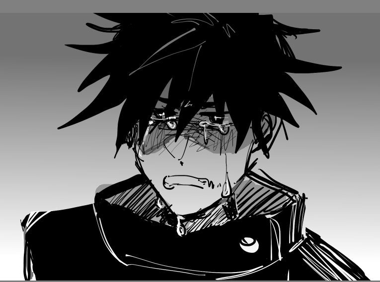 Zebreh_'s tweet photo. 12am drawing requests from friends, my prompt was crying lol

they chose jjk characters ( + us ) for me to draw https://t.co/O5iqfwqi6Z