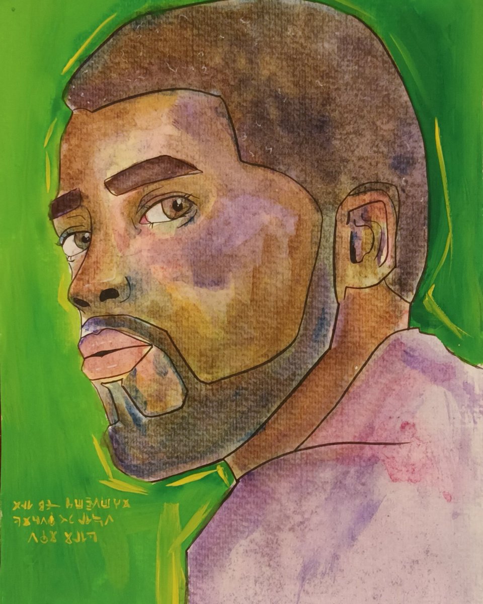 A watercolour and gouache painting j recently created of Chadwick Boseman https://t.co/L8fYPp3rrD