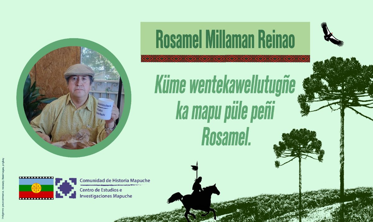 CHMapuche's tweet photo. Como Comunidad de Historia Mapuche lamentamos la temprana partida de Rosamel Millaman Reinao. https://t.co/K8bglAiJuY
