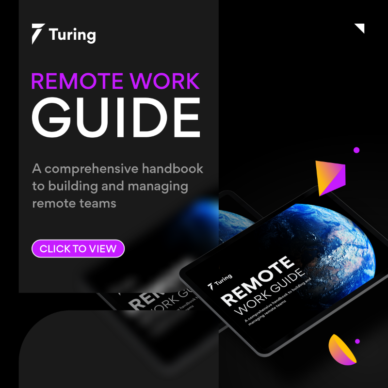 turingcom's tweet photo. We've compiled a list of some amazing #RemoteWork hacks top engineering leaders follow to manage their teams efficiently 🌍🤝
📖 Read about it in Turing's Remote Work Guide: https://t.co/M2cZRWWIxf
#RemoteWorkGuide #BoundarylessHiring