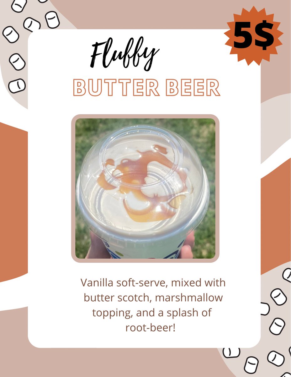 LakesideSwirl's tweet photo. 🍦FLURRY FRIDAY🍦

Happy Friday! Today’s Flurry Friday is the yummy “FLUFFY BUTTER BEER.” For today only, come try a small for just 5 dollars.

What’s in it?

Vanilla soft-serve, mixed with
butter scotch, marshmallow topping, and a splash of root-beer! https://t.co/z4W5bgSaJJ