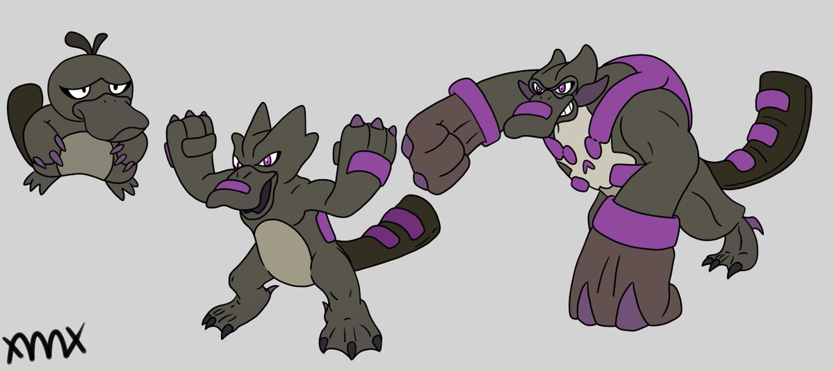 xxmensionxx's tweet photo. Regional PSYDUCK (Water/Poison), GOLDUCK (Fighting/Poison) & #regionalevolution OBDUCK (Fighting/Poison)
#widepokemon #fakemon #regionalvariant #fakepokemon #pokemon https://t.co/ysD48WQWGc