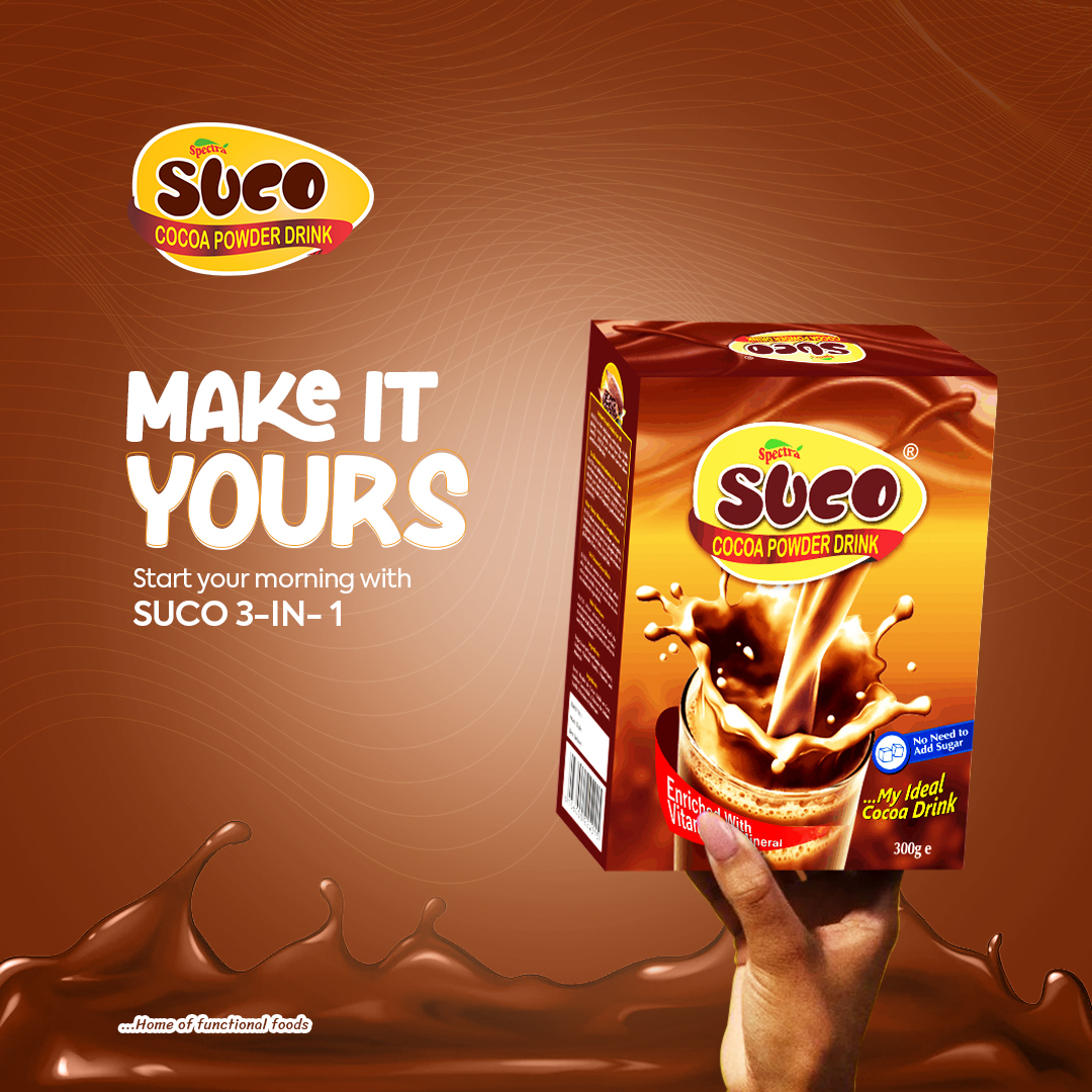 Spectra_Ind_Ltd's tweet photo. Enjoy a cup of Suco with your family and friends this weekend
#cocoapowder #spectra #spectraindustries #agege #health #cocoa #lagos #hyfiba https://t.co/h0Hb2A6pYG
