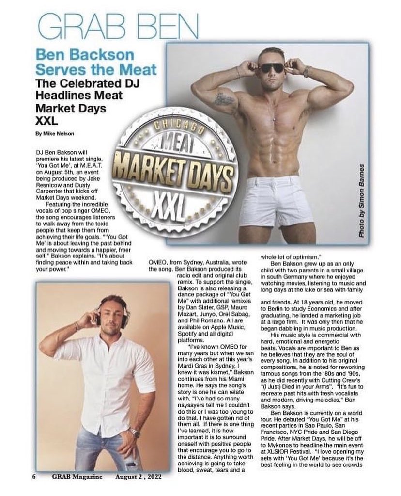 BenBakson37's tweet photo. ben_ _bakson Thank you @ grabmagchicago for the cover story! I am beyond excited to headline @ meatchicago this Friday! " Get ready for a great night guys! Tonight #Radiuschicago will be great giving you guys the hot meat #gayclub #gaysolo #gaylover #ChicagoFire #LiveStream https://t.co/S0EbBkV7Fu