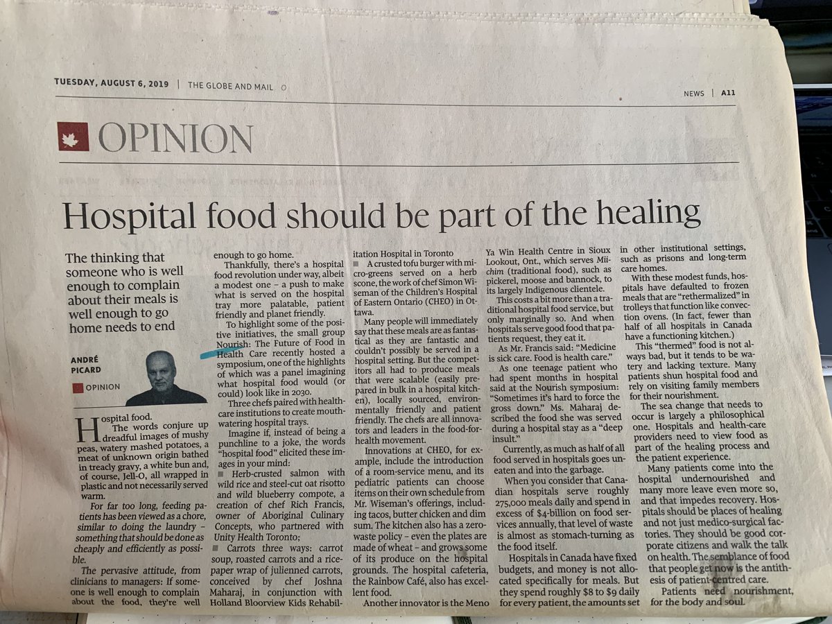 Since <a href="/picardonhealth/">André Picard</a> published this op-ed 3 years ago on <a href="/NourishLead/">Nourish</a>'s work, provincial policies in ON, QC, SK, and BC have been developed to reflect the critical role of food in health care. More are following suit. 🧵 theglobeandmail.com/opinion/articl…
