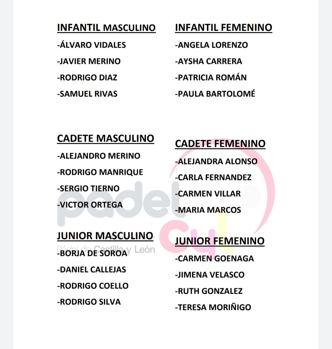fpadelcyl's tweet photo. ❗❗ATENCIÓN
Consulta el listado de la selección padelcyl de menores 2022. https://t.co/Fk5Hz73GIG