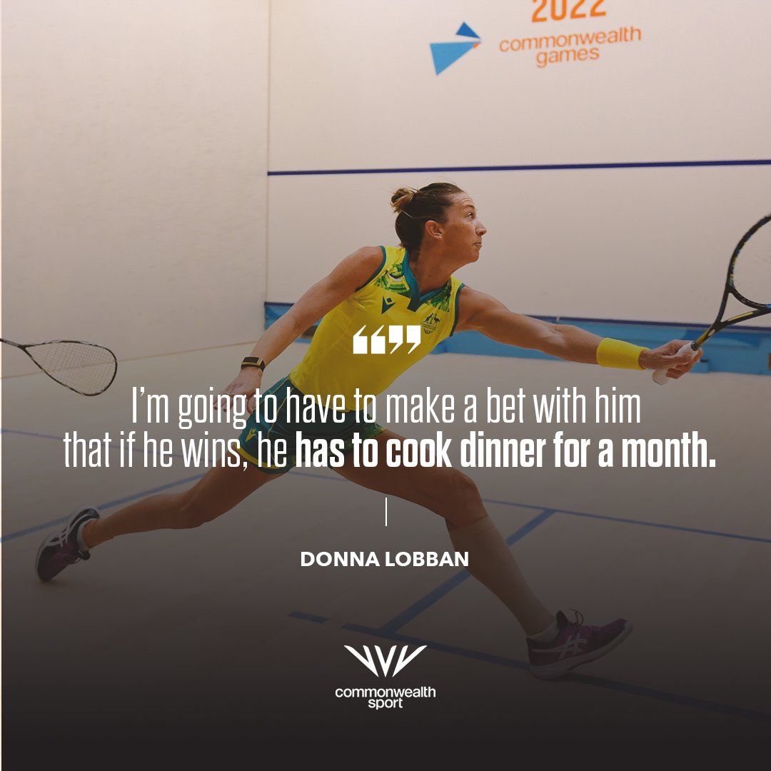 thecgf's tweet photo. It's the battle of the spouses 👀

Cooking skills are on the line as husband and wife @Donnasquash &amp; @LobSquash go head to head in tonights squash mixed doubles quarter final 🔥

#CommonwealthGames | #B2022 https://t.co/Gv2qOUtv2o