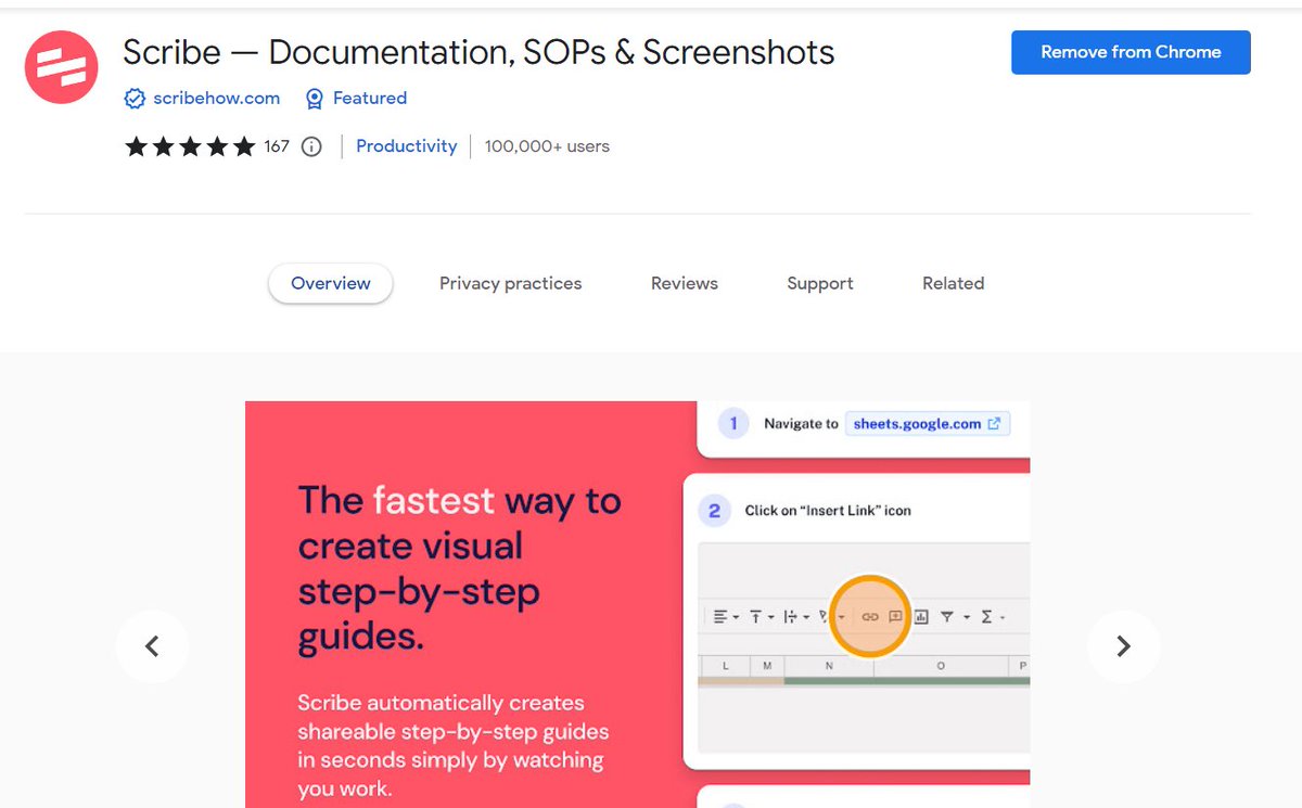 RicardoTemple_'s tweet image. 1. Scribe

Crea tutoriales con un click. Esta extensión te ahorrará muchísimo tiempo de edición.

Scribe graba tu pantalla y hace seguimiento a tus clicks. Toma fotos generando un listado en secuencia de todo lo que haces.

Rápido, fácil y GRATIS.

scribe.how/chrome