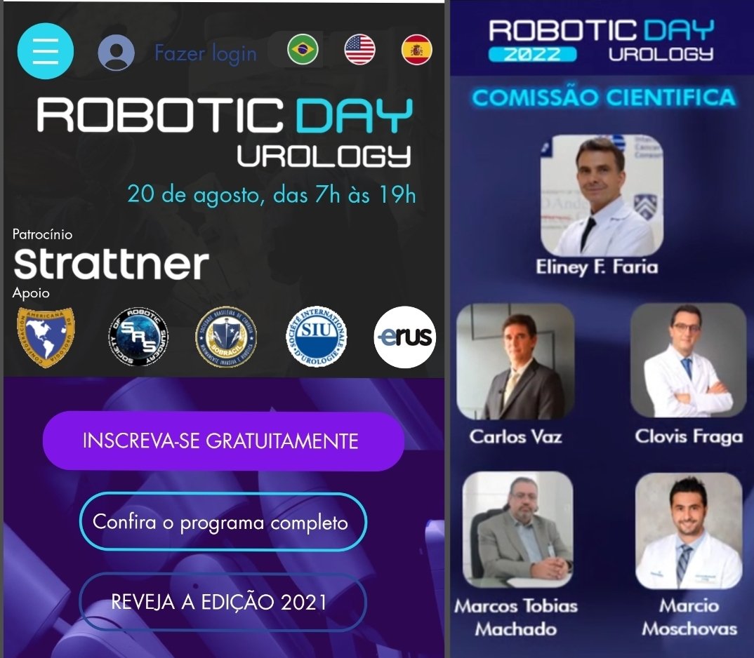 Save the date!! August 20th.
We organized the second edition of "Robotic Day." 12 hours of urologic surgeries and more than 50 urologists from referral centers worldwide! Simultaneous translation to English, Spanish and Portuguese. FREE REGISTRATIONS on roboticday.com.br