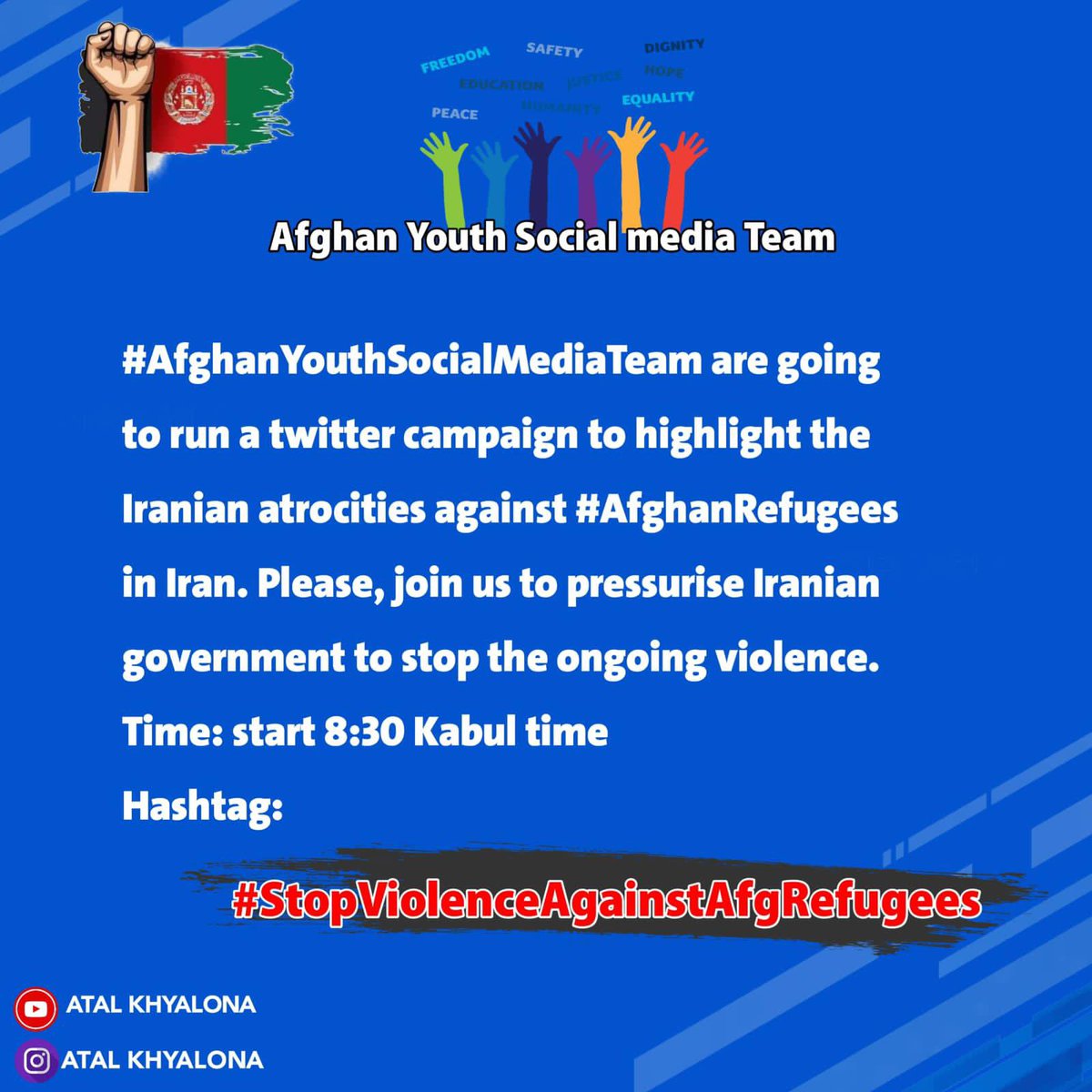 GilamanPashten's tweet photo. پهٔ ایران کې د افغانانو سره د روان ظلم پر ضد راځئ پهٔ ټولنیزو رسنیو فیسبوک او ټویټر کې دغه هشټګ وکاراوئ ، ټول ملګري برخه واخلئ چې نړۍ خبر شی چې ایران د افغانانو سره جبر کوی،
ګیلامان وزیر🇦🇫 
#StopViolenceAgainstAfgRefugees https://t.co/xeAKer8PvE