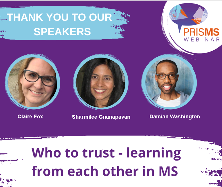 PRISMS_online's tweet photo. Did you enjoy the second #PRISMSWebinar? We certainly did🎉

Thank you to all of our fantastic speakers, Claire Fox, @neurognanapavan and @deedubs57 for giving such engaging and informative talks about learning from each other in #MS!

#PRISMS #WhoToTrust https://t.co/bnx4v8cKHx