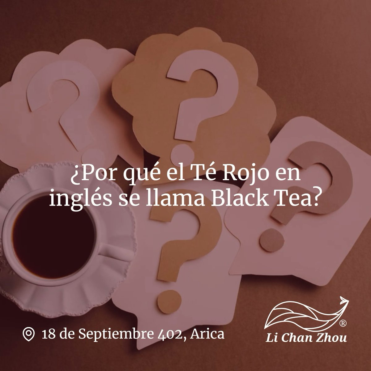LiChanZhou's tweet photo. #TéVerde = #GreenTea
#BlackTea = #TéRojo?

Eso es porque, los ingleses nombran el té según el color de la hoja seca, en cambio en China, nombran el té por el color de la infusión.

Ahora, ¿cómo se llama el Té Negro en inglés?🙄

Lunes-sábado
09:30-15:00 y 17:00-20:00

#LiChanZhou https://t.co/gBQWLu6gzY