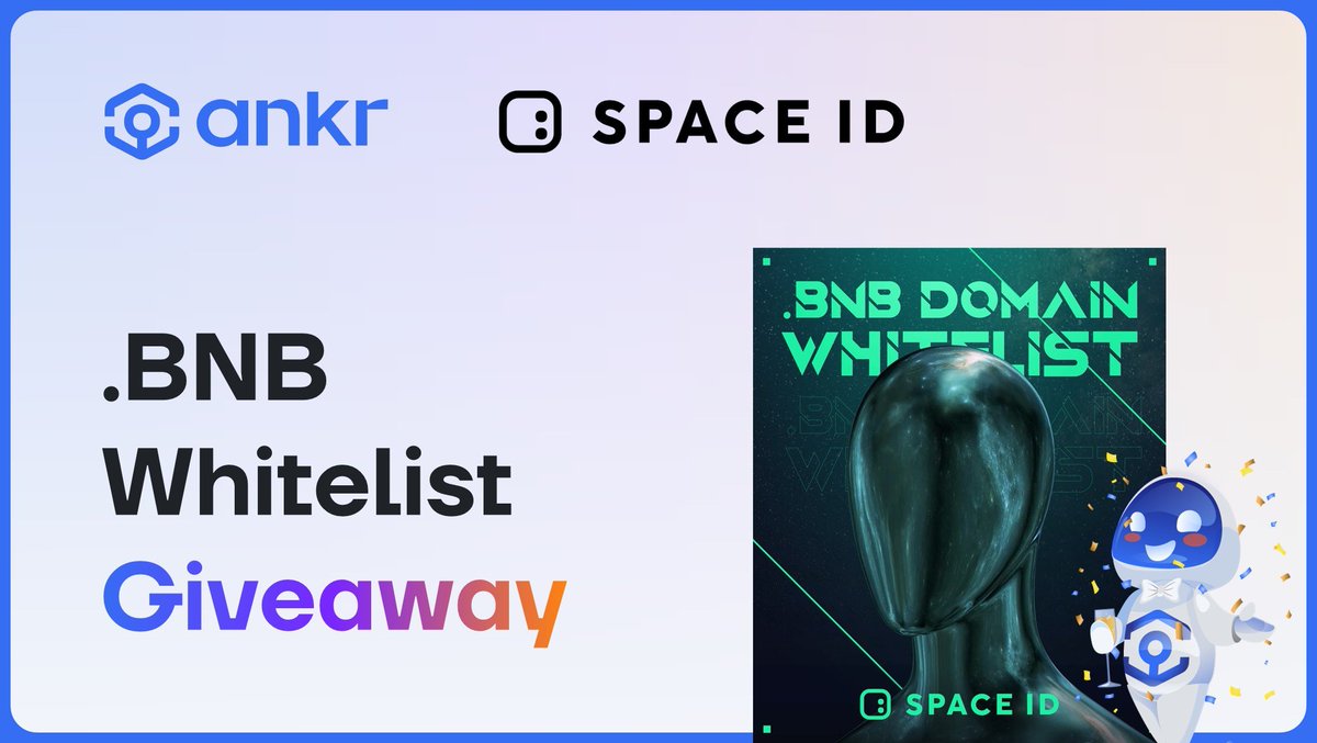 🚨Ankr 🤝 SPACE ID  Giveaway🚨

We are giving away 100 WL spots for the pre-registration round of the .bnb domain together with <a href="/SpaceIDProtocol/">SPACE ID</a> 

🕰Ends in 24 hours
1️⃣Follow <a href="/ankr/">Ankr</a> &amp; <a href="/SpaceIDProtocol/">SPACE ID</a>
2️⃣RT &amp; Like
3⃣Drop your BSC address below⬇️