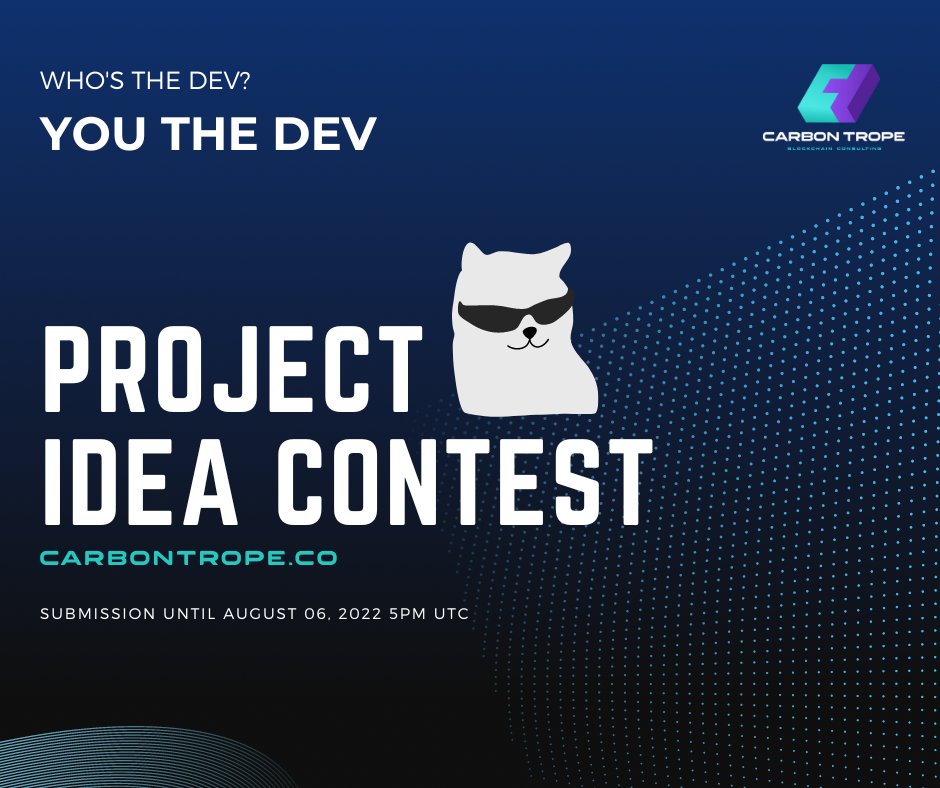 CarbonTrope's tweet photo. Who's the DEV? You are the DEV

Got a meme idea? #NFT? Something else? Now's your chance to make it happen. Jot down your ideas 

Team will choose the TOP 3 and put the final decision to a community vote

Fill the FORM to participate: https://t.co/yVut08r07H

#VENARMY $VEN $CRBN https://t.co/WwluEtbjyb