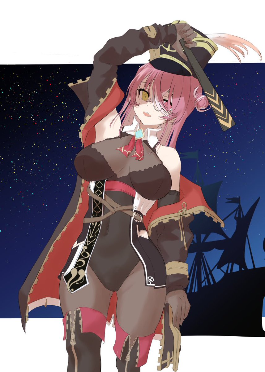 新衣装のマリン船長のラフ 