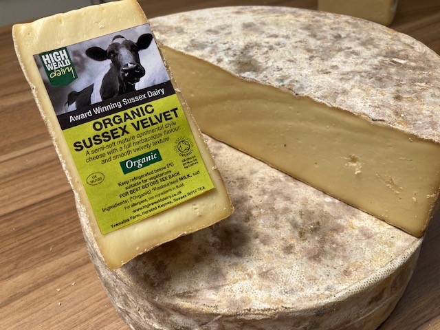 Cheese of the Month - Sussex Velvet by <a href="/HighWealdDairy/">High Weald Dairy</a>  Carefully matured for 12 – 14 weeks, it gradually develops its attractive natural buff rind and  a dense but smooth velvety texture and full herbaceous flavour.