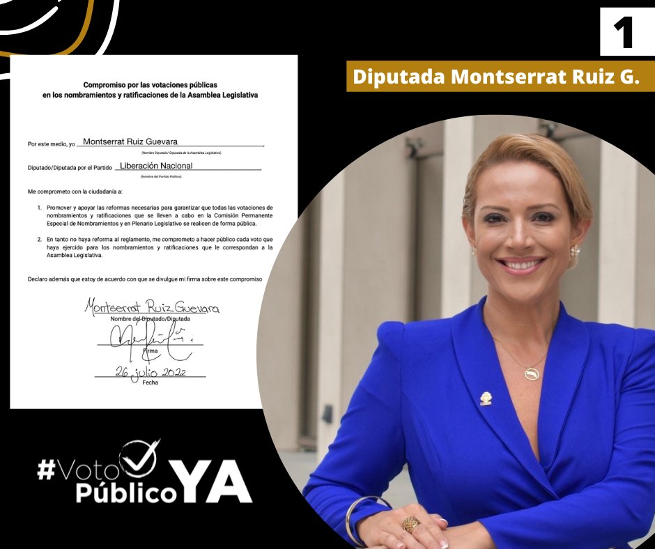 foro_cr's tweet photo. Celebramos el compromiso de la Diputada Montserrat Ruiz con el #VotoPublicoYA
La diputada se ha comprometido con las votaciones públicas en la Asamblea Legislativa, así como a reformar el reglamento legislativo.  Desde el Foro de Justicia celebramos su apoyo.
@MontseRuizGue https://t.co/lsH3Dr18dh