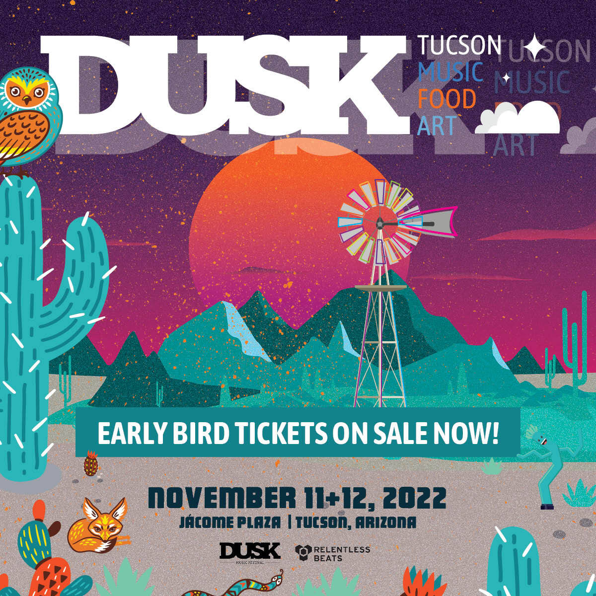 dusktucson's tweet image. ARIZONA! Early bird tickets to DUSK Music Festival are on sale now 🐣☀️ THIS WEEKEND ONLY you can lock in your weekend GA passes for as low as $89 + fees (payment plan options available)... 🔒 Secure yours at DuskMusicFestival.com