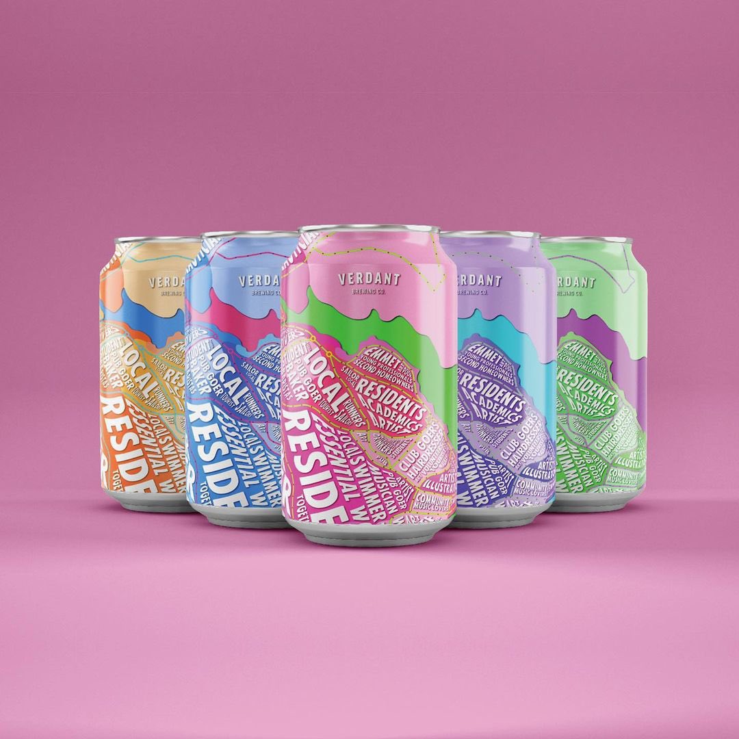 Joseph_S_Design's tweet photo. TB 12/2021: Verdant Beer • Designing a label for Verdant Beer that ultimately aims to show how rooted in the community of Penryn &amp; Falmouth, Cornwall, the brand is. My take on this was using the topography of the local area made using the different professions and subcultures… https://t.co/TqZqy8zmM3