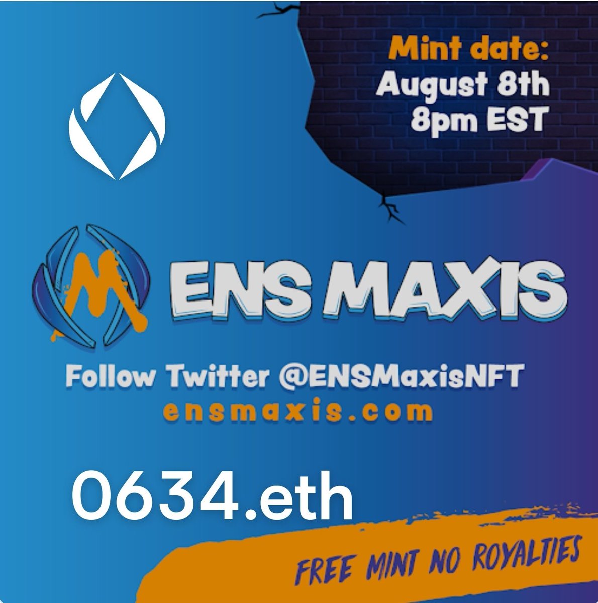 🎆GIVEAWAY TIME🎆
Here's how to be eligible to win 0634.eth (Worth $2,100)
1.) Follow <a href="/ENSMaxisNFT/">ENS Maxis</a> 🚶‍♂️
2.) Like ❤ 
3.) R/T 🔄
4.) TAG 3 Friends (No Fakes)
5.) Change Your PFP to any of our previously posted ENS Maxi characters.

Winner will be selected August 8th at 7pm EST.
