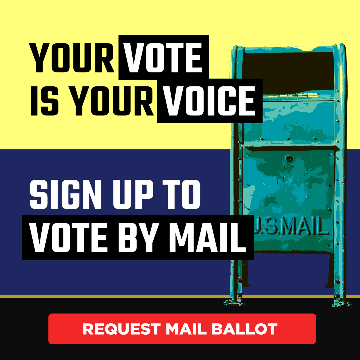 Make your voice heard in this election by requesting to receive your #VoteByMail ballot and sharing this with friends and family! ✅📬 Go to: BlackOut.vote