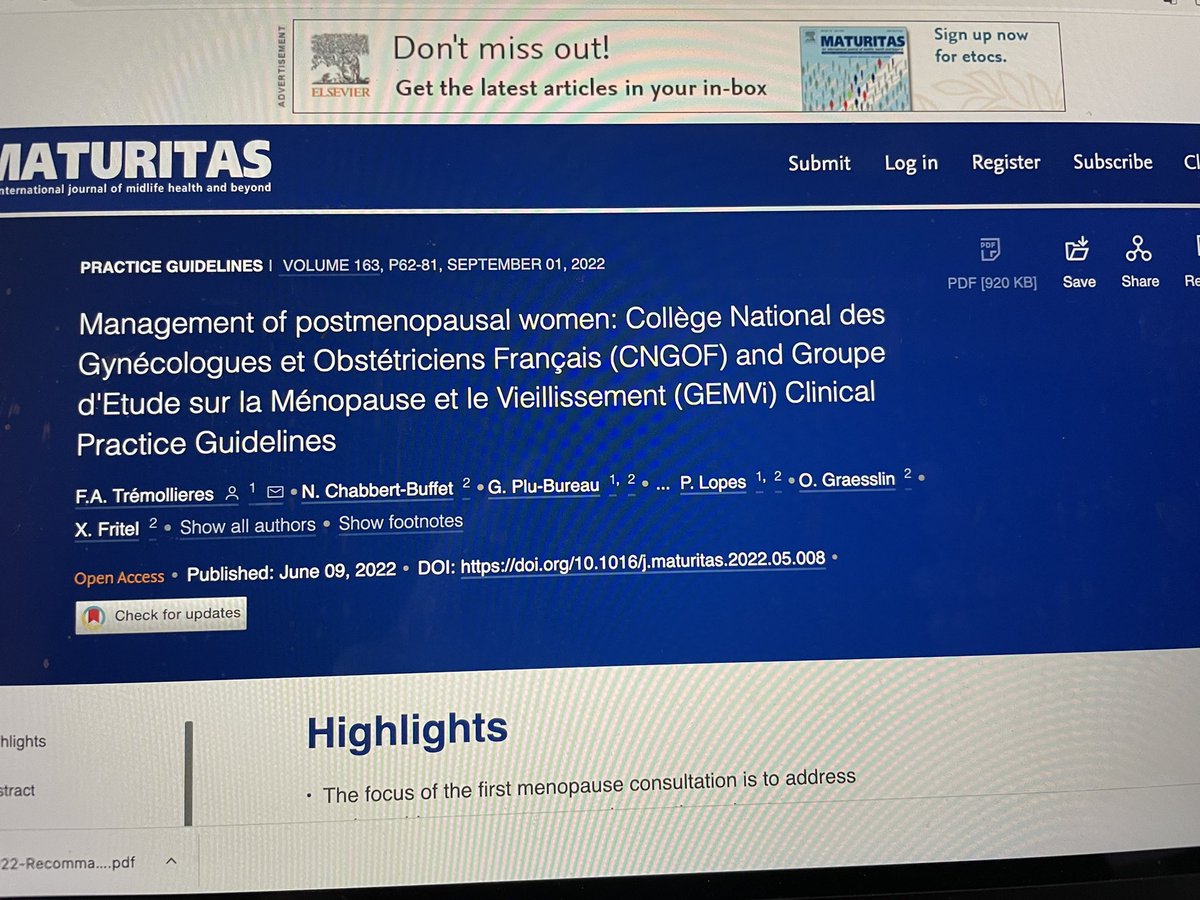 patobgy's tweet photo. Les recommandations du #cngof et du #legemvi concernant la prise en charge de la #menopause vont paraître dans le numéro de septembre 2022 de Maturitas. Il faut redonner au traitement hormonal la place qu’il mérite. L’article peut être consulter librement. https://t.co/G2boeBgMlW