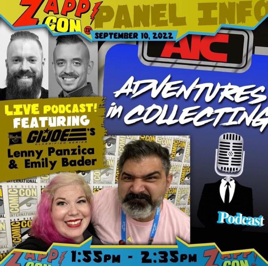 aic_podcast's tweet photo. ATTEND OUR FIRST EVER LIVE SHOW!
Feat. Emily and Lenny from the @HasbroPulse #GIJoe team on 9/10/22 in Wayne, NJ @ZappConNJ! Get your badges below - we can’t wait to see you!
https://t.co/ArrB12QnVH
#zappcon #hasbro #hasbropulse #liveevent #zappcomics #nj #newjersey #yojoe https://t.co/r9CSb08mTu