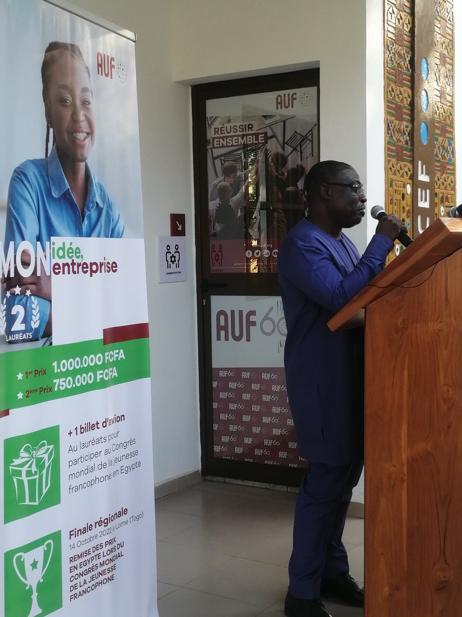 amelnaud's tweet photo. @AufTogo Mot de lancement du Concours  "Mon Idée, mon entreprise" par le 1er Vice President de l'université de Lomé @UniveLomeTg  en présence du  représentant de l'@KaraUniversite @auf_org  @AUF_AfriquOuest https://t.co/SmtkHMtz36
