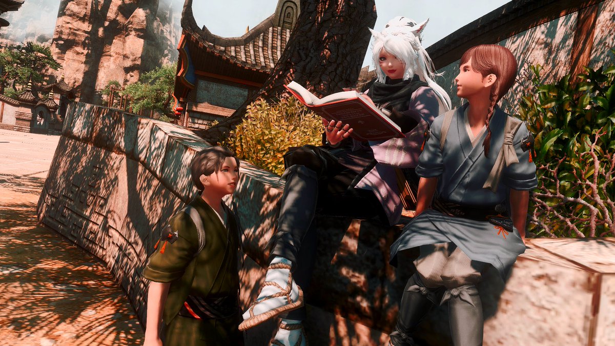 NeeneaMusing's tweet photo. "...and the five Hingan brothers and their mother all lived together happily for many years. The End."
#GPOSERS #miqote #reading #FFXIV #rp #books #hingan #doman #wholesome https://t.co/HHlUmTdy5i