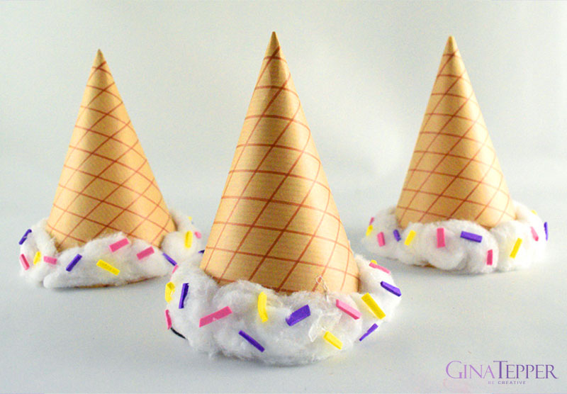 ginatepper's tweet image. Learn how to make Easy DIY Birthday Hats using household items and a Free Printable Party Hat Template. This party cap is so cute and it is made to look like a vanilla ice cream cone with sprinkles. #crafts  #birthdayparty #DIY