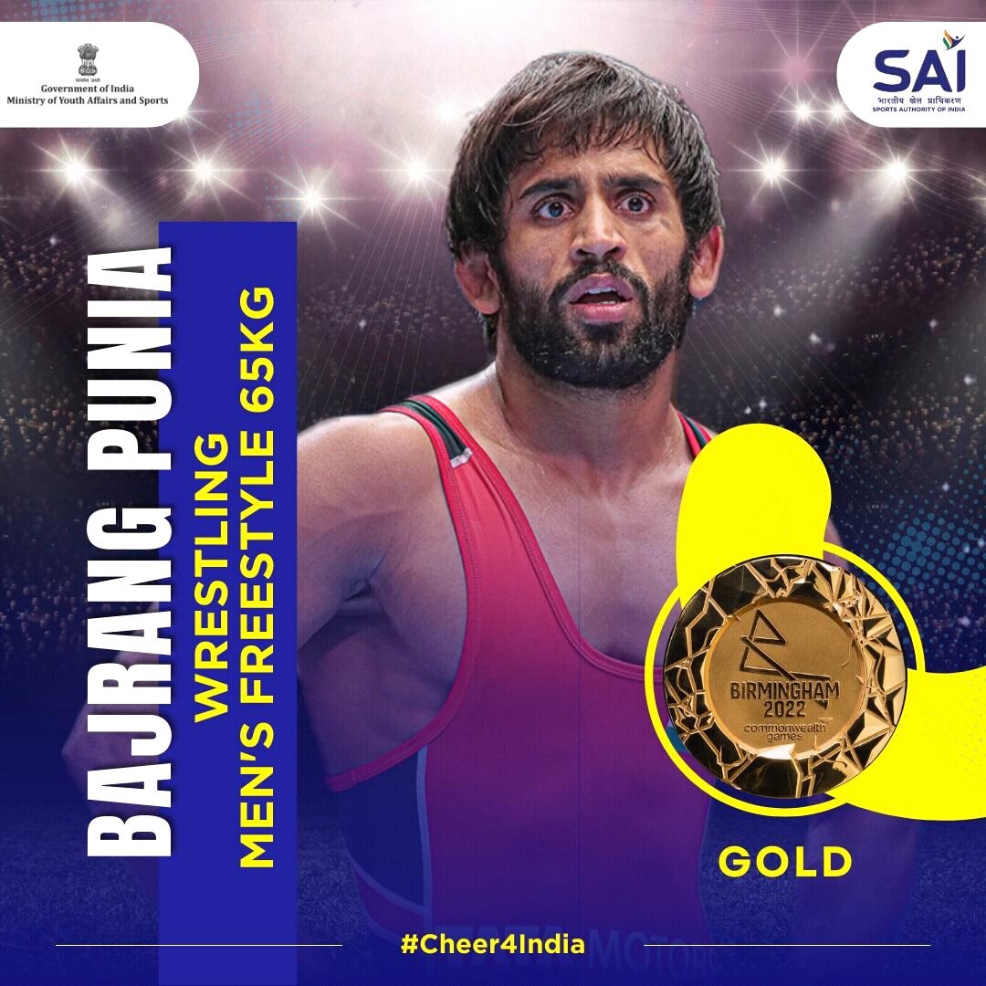 AbcKnowledge's tweet photo. 7th Gold For India🇮🇳
#BajrangPunia wins Gold Medal in Men’s 65kg freestyle wrestling
#Cheer4India #CWG2022 #India4CWG2022 #CommonwealthGames
#knowledgeabc
#gktimes
#goldmedal https://t.co/ewxDFjlLQI