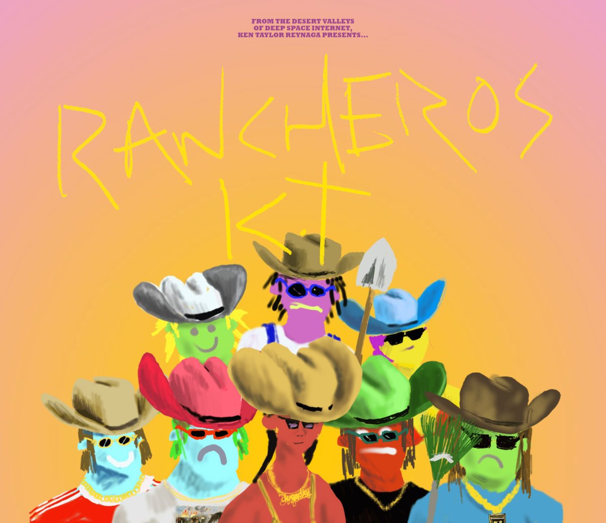 simcodrops's tweet image. From the desert valleys of deep space internet, RANCHEROS K.T is a collection of 111 unique NFTs by Ken Taylor Reynaga, representing those doing the hard work of expanding the Wild Web 3. We invite you to join the universe - the first set drops 08/11/21 at 12pm
🤘🤠🤘