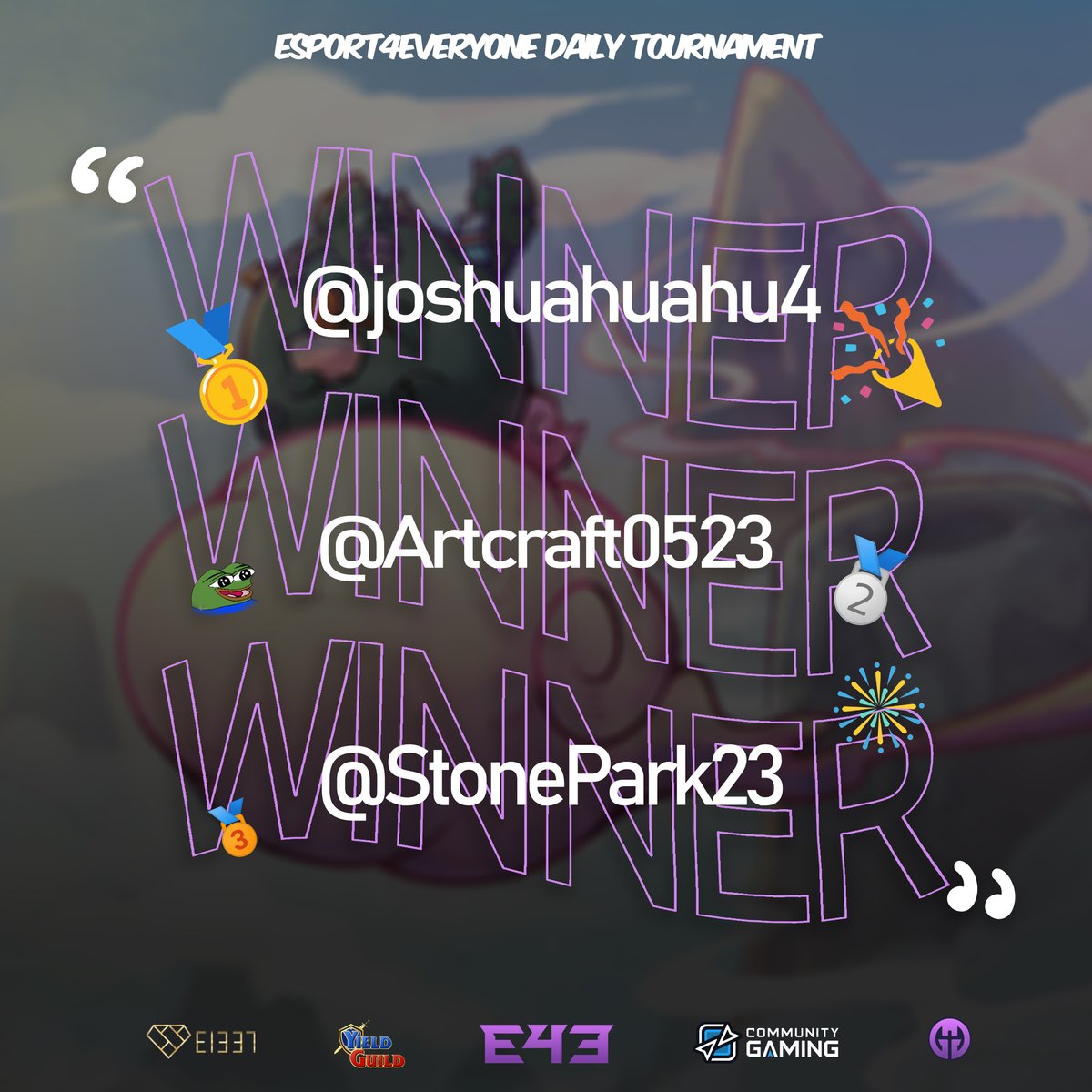 e4e_gg's tweet photo. Give it up for today’s #AxieOrigin Evening Winners!

🥇@joshuahuahu4 - won 0.75 x AXS - 20 QP
🥈@Artcraft0523- won 0.5 x AXS - 12 QP
🥉@StonePark23 - won 0.4 x AXS - 10 QP

#AxieInfinity #AxieOrigin #AxieV3 #GameFi 
#eSports #NFTGame #NFTgaming #P2E https://t.co/502dLknHxy