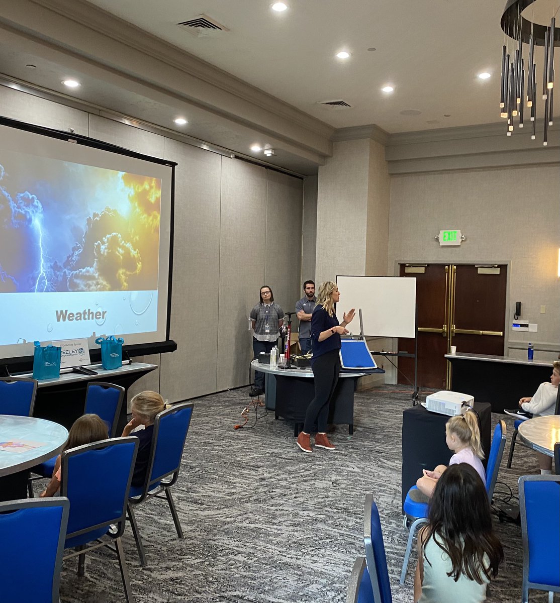 MaxJRohr's tweet photo. A discussion of lightning bolts in the STEM activity for the youngest ASHRAE #RegionIXCRC attendees. #myashrae https://t.co/FHjtQkKGvu