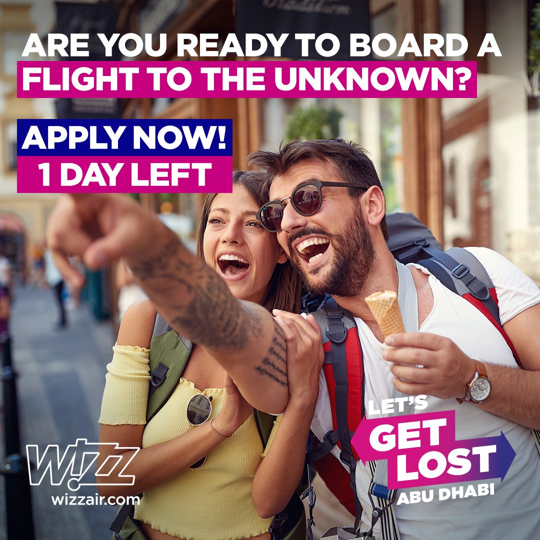 wizzair's tweet photo. Only 1 day left to secure a seat on our most exciting flight yet. Here's how to apply:
1️⃣ Follow our Instagram
2️⃣ Have a public profile
3️⃣ Post a photo of your most adventurous journey
4️⃣ Use #GetLostwithWIZZ and @wizzair
Rules and terms 👉 https://t.co/UNna0Niwqg https://t.co/tLrcySGBJB