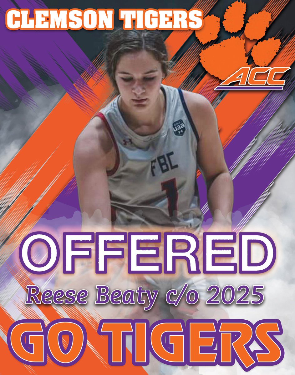 A HUGE thanks to @CoachAB34 and @ClemsonCoachB for a great conversation. Blessed to have received an offer to continue my academic and athletic career at @ClemsonWBB ! #gotigers🐅