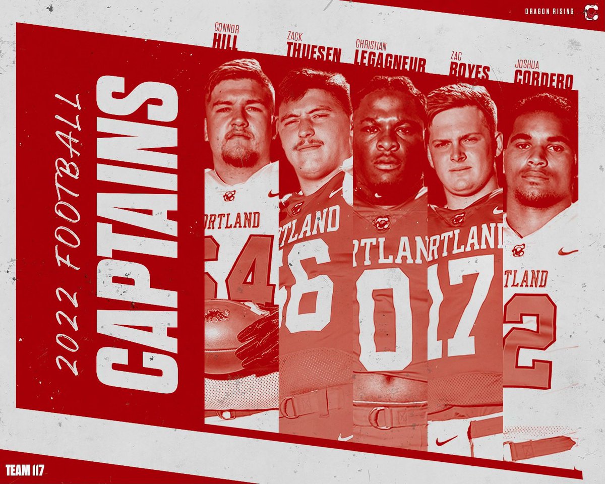 CortlandFB's tweet photo. Our 2022 CAPTAINS say 🖐 days left until report day!
-
Congratulations to these 5 guys for being chosen to lead Team 117!

Thank you to @EDLphotography for yet another amazing piece🎨
#dragonrising #17daysof117 https://t.co/5DpcZ6hSuJ