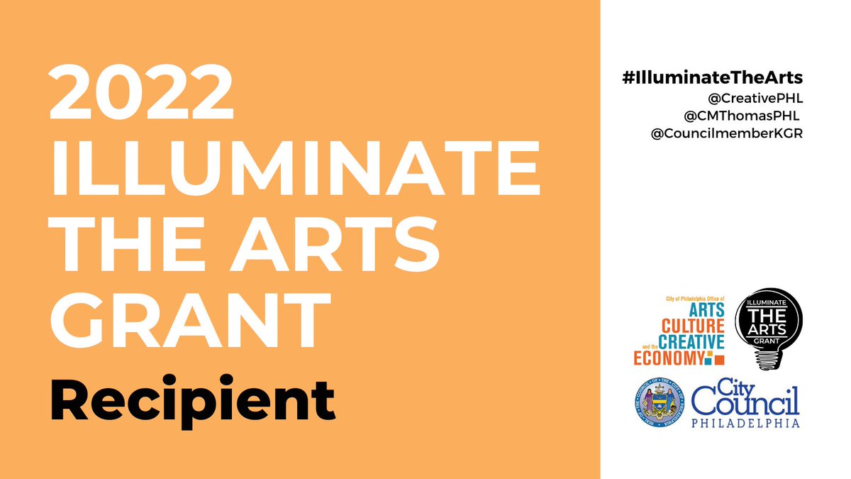 Thanks to Creative Philadelphia we are proud to be an Illuminate The Arts Grant recipient for 2022.  Congrats to all of the individual artists, businesses and nonprofits that received this award. #IlluminateTheArts #TheWCEInc #philadelphia #Creatives