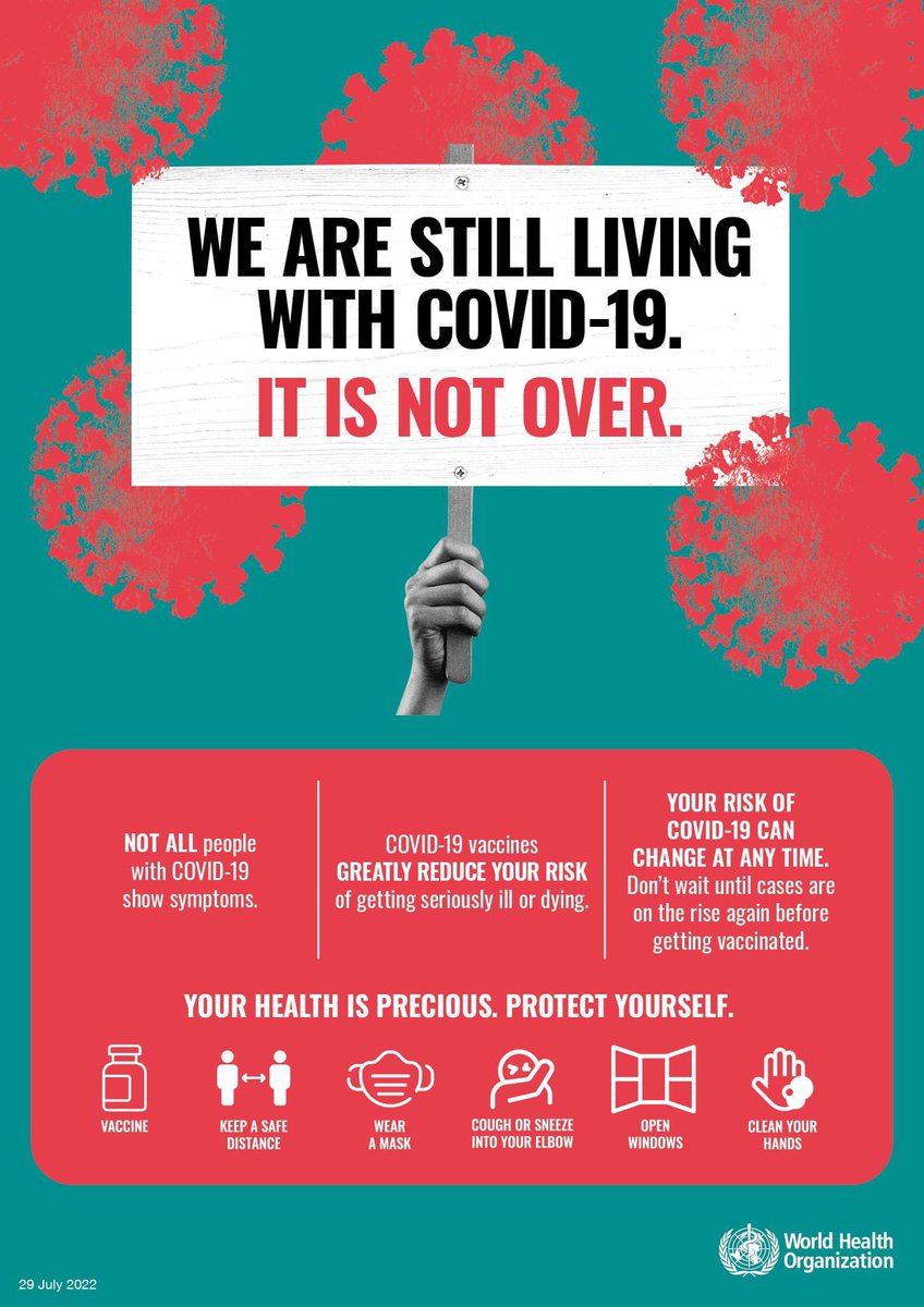 WHO: We’re still living with COVID-19. Don’t wait until cases are on the rise again before getting all of your recommended vaccine doses. Your health is precious.