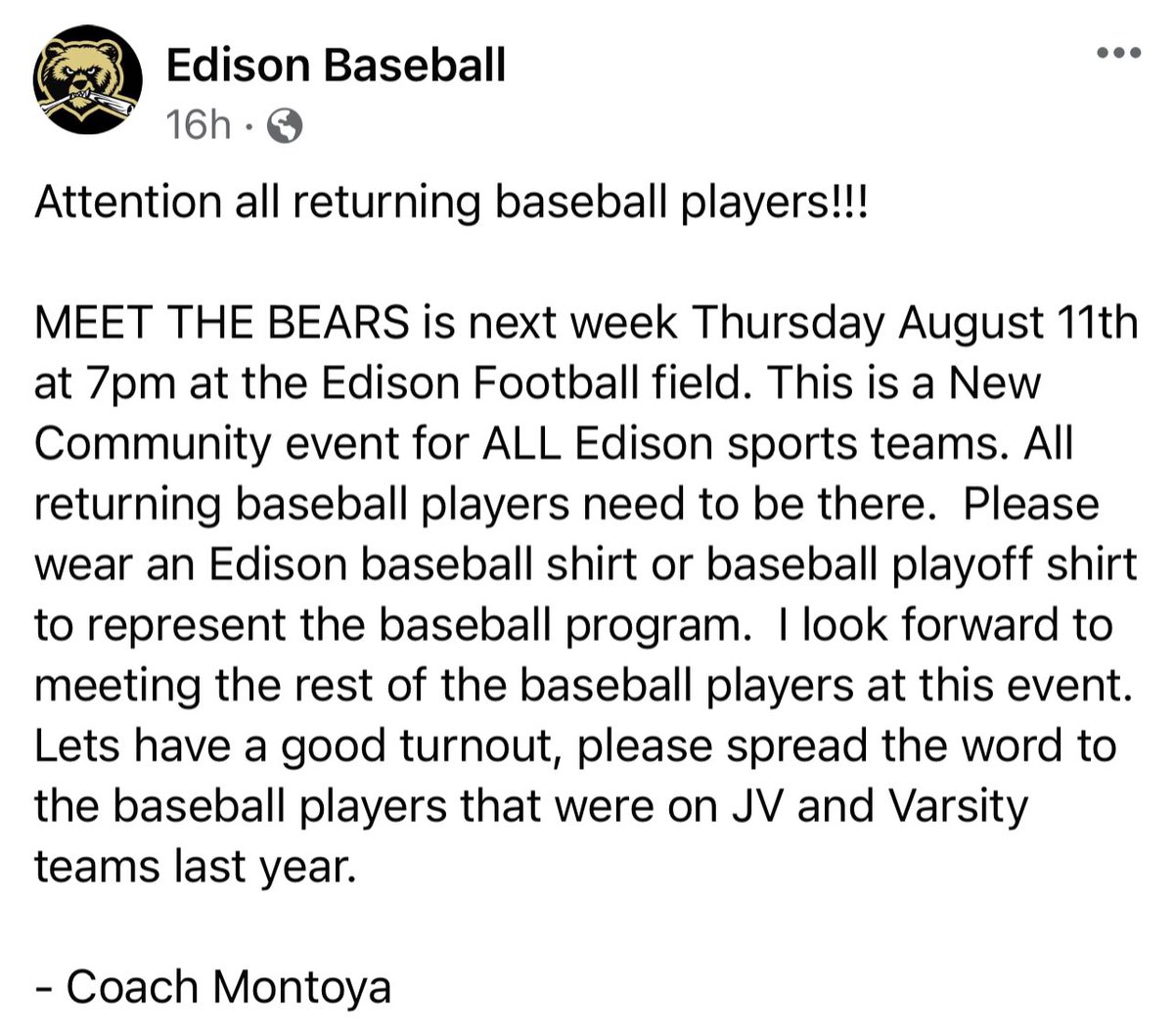 SA Edison Baseball tweet media
