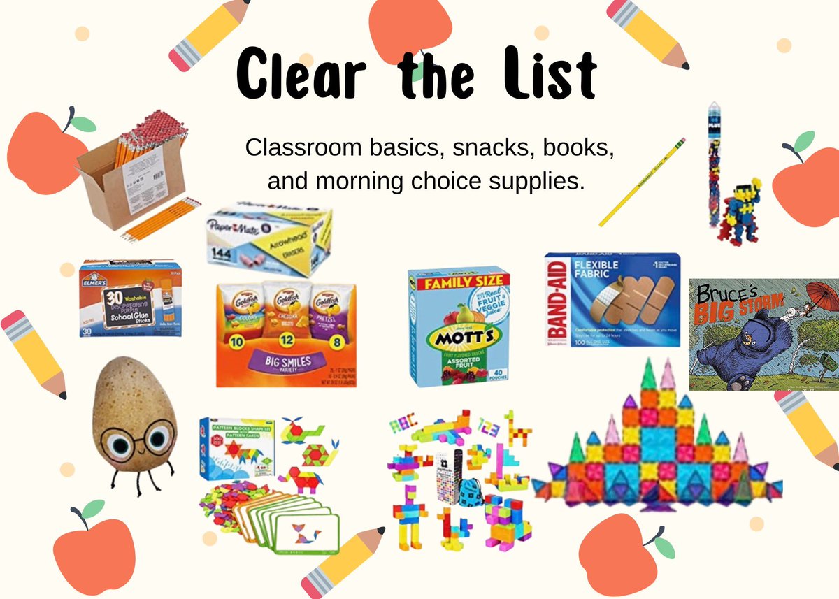 @JennBookTeacher 👋🏻 Hello!

I’m a 2nd grade teacher 👩‍🏫 from a Title 1 school in Michigan &amp; would love ❤️ some help to #clearthelist #B2Swithalane #johnclearmylist  #COJOClearTheList 
✏️ Pencils
✂️Glue Sticks
🔬Stem Morning Bin Supplies
🍿Snacks
📖 Books

amzn.to/381UgOO