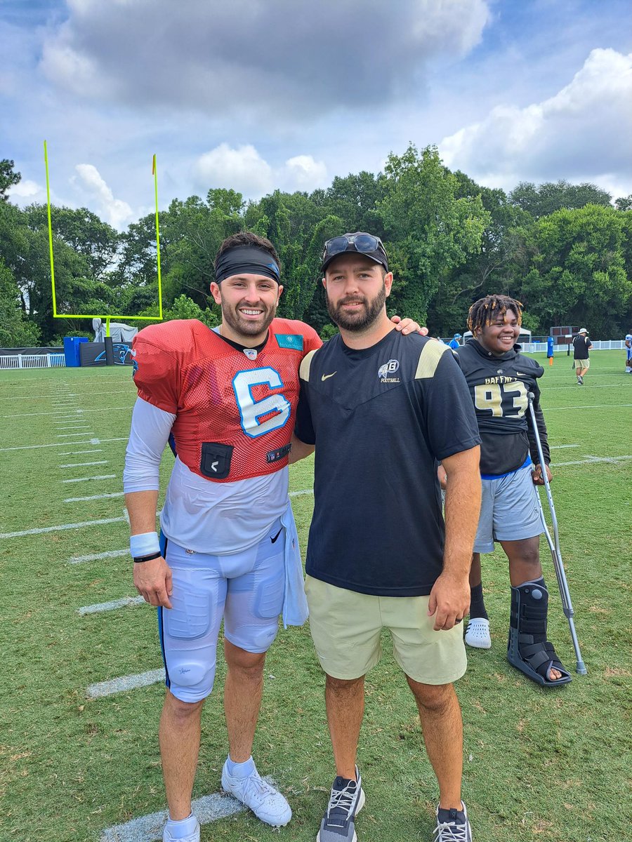 Huge shoutout and thank to the <a href="/Panthers/">Carolina Panthers</a> for hosting our high school for a combined practice today. Some say we resemble <a href="/bakermayfield/">Baker Mayfield</a>