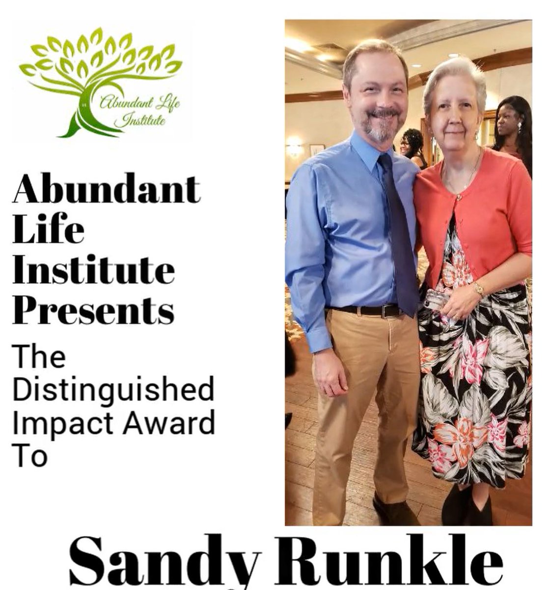 CONGRAULATIONS!! Sandy Runkle, PCAIN Director of Programs, recently received Abundant Life Institute's Distinguished Impact Award for her dedicated, impactful service to children and families in the child abuse, human trafficking, and sexual violence prevention field. 👏🏽👏🤩🥳