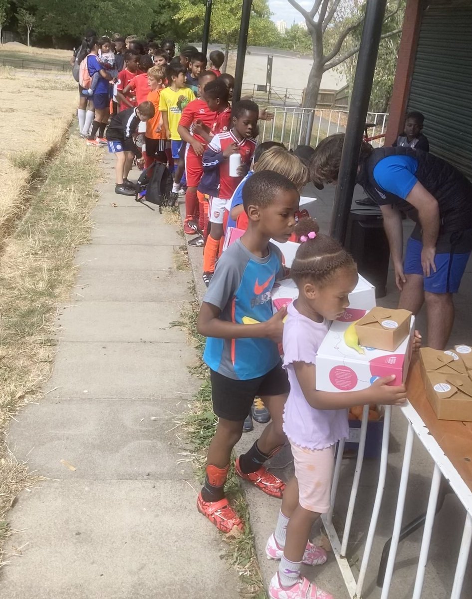 Summer Holiday Scheme, Brockwell Park. ⚽️☀️😀
Week Two in numbers -
Lowest attendance: 90
Highest attendance: 121
Average attendance: 104
Meals served: 650
Take &amp; Make Boxes: 120
Smoothies: 60
Boots: 10